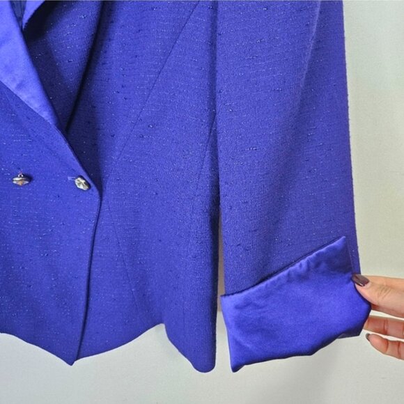 VTG ESCADA Couture Purple Hourglass Blazer Sz 8 Party Event Vintage - Picture 5 of 12